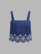 Embroidered Scalloped Two Piece Skirt Set