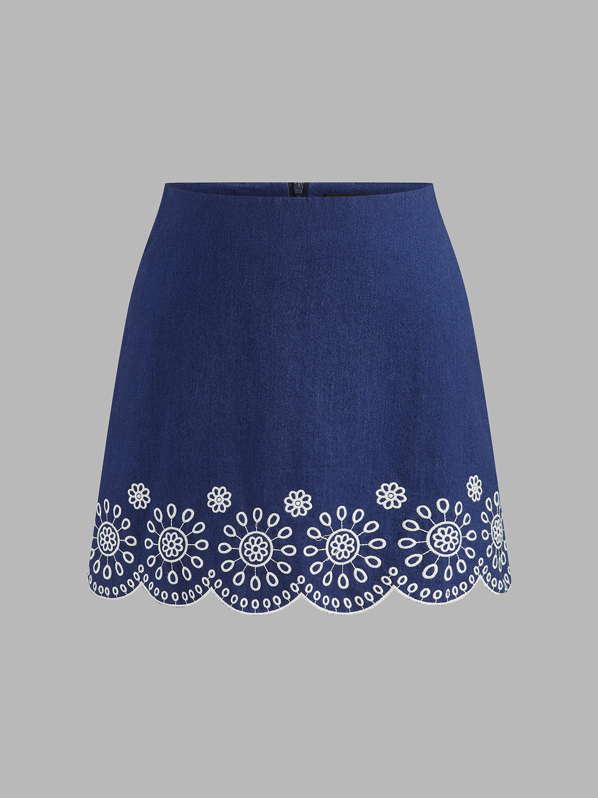 Embroidered Scalloped Two Piece Skirt Set