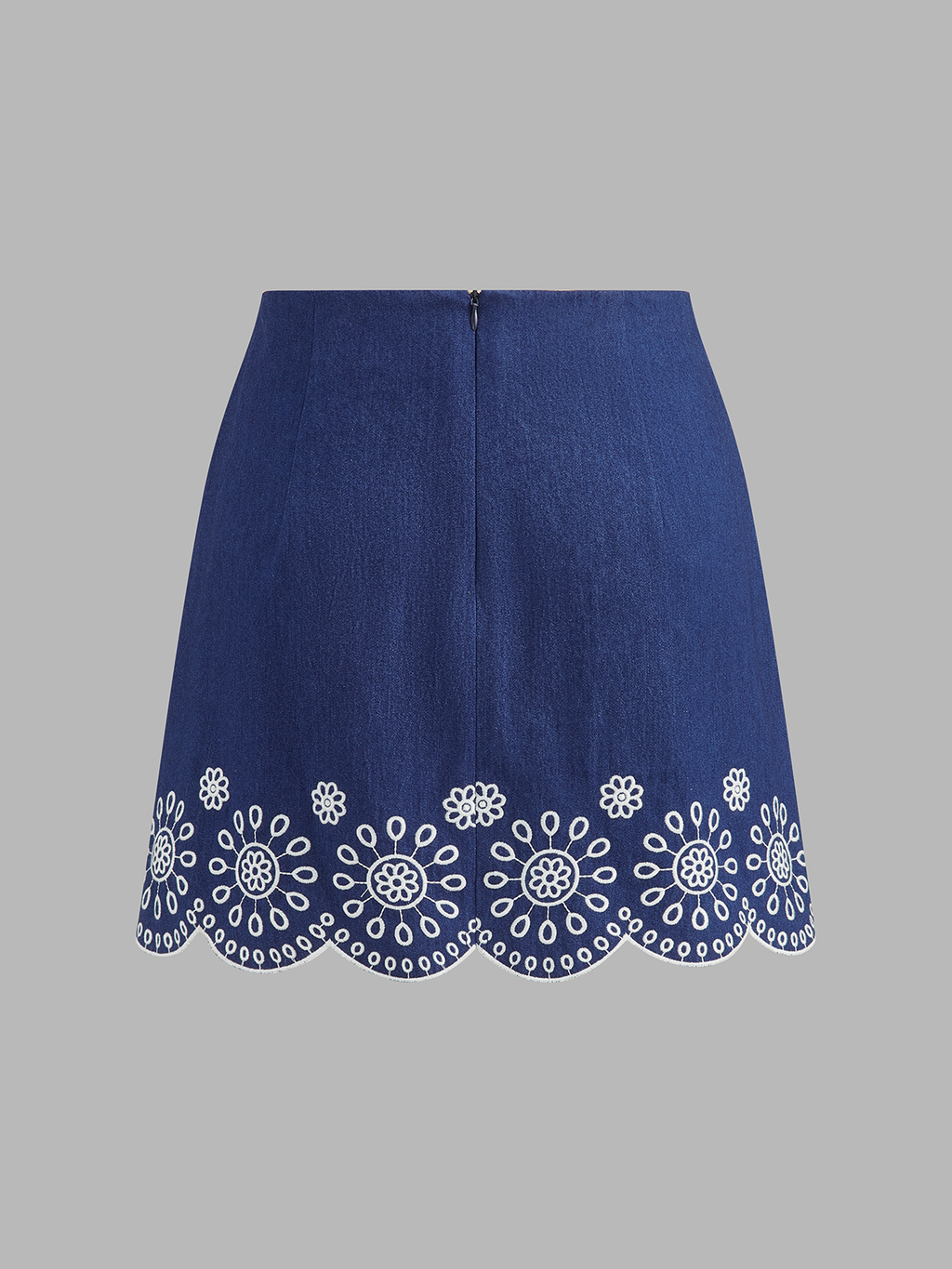 Embroidered Scalloped Two Piece Skirt Set