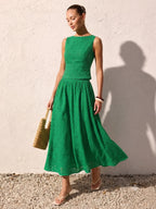 Eyelet Embroidered Top & Midi Skirt Set