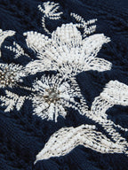 Embroidered Openwork Buttoned Knit Vest