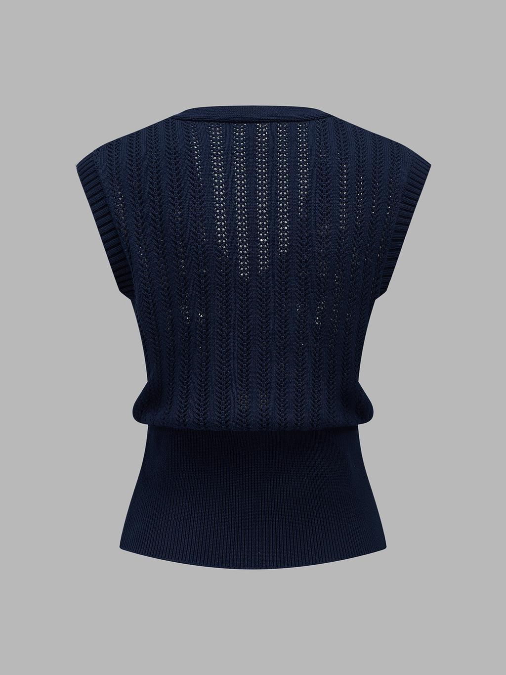 Embroidered Openwork Buttoned Knit Vest