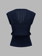 Embroidered Openwork Buttoned Knit Vest