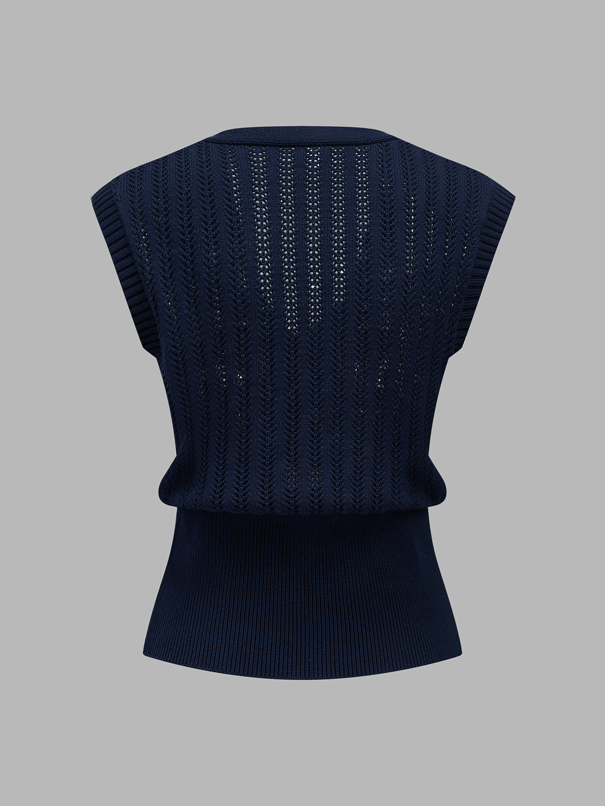 Embroidered Openwork Buttoned Knit Vest