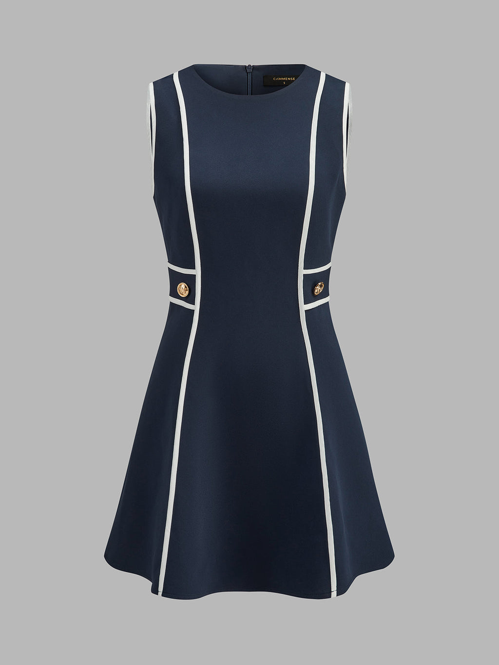 Contrast Piping Sleeveless Mini Dress