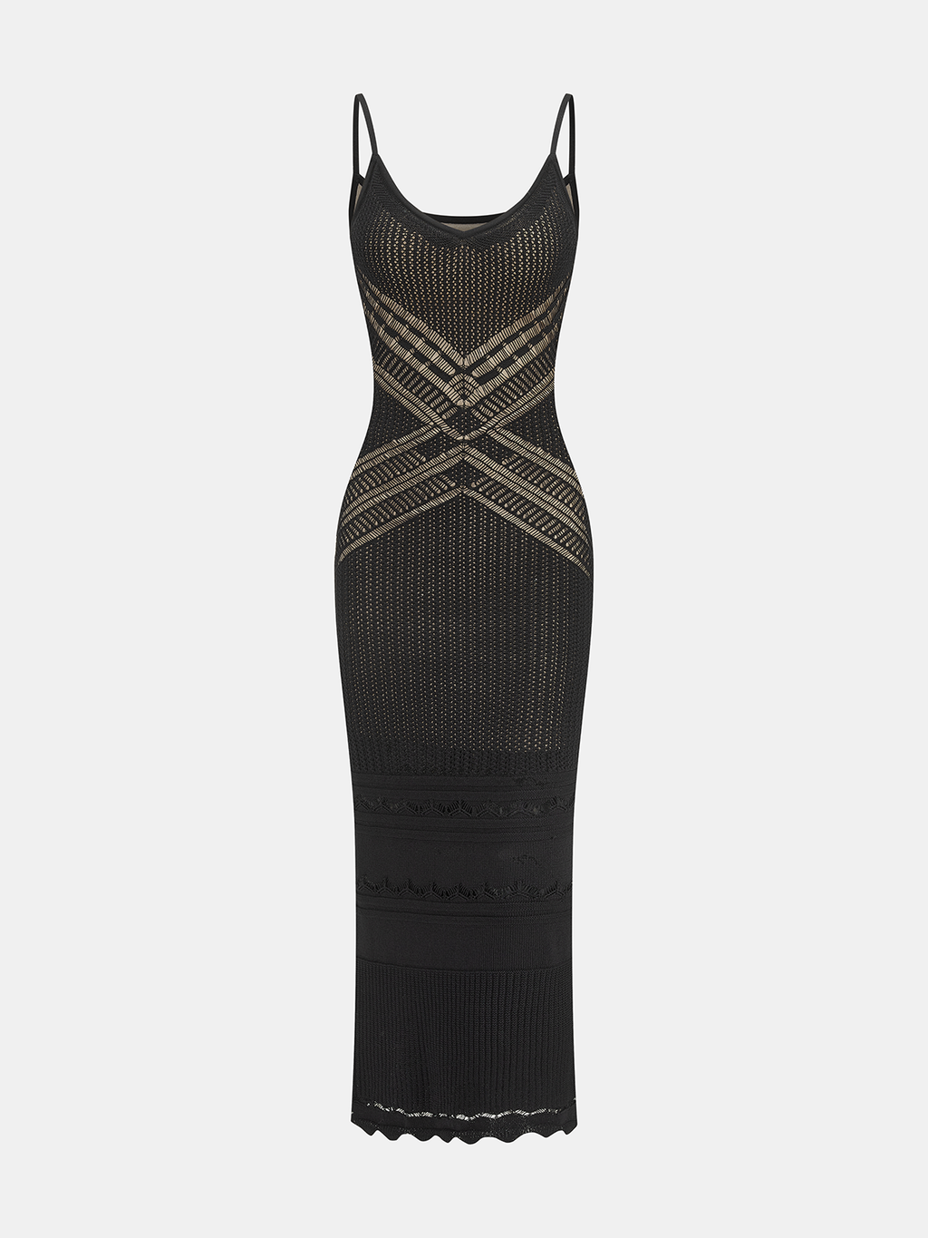 Crisscross Hollow Knit Slip Maxi Dress