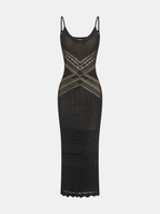 Crisscross Hollow Knit Slip Maxi Dress