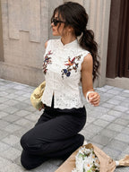 Embroidered Birdsong Lace Top