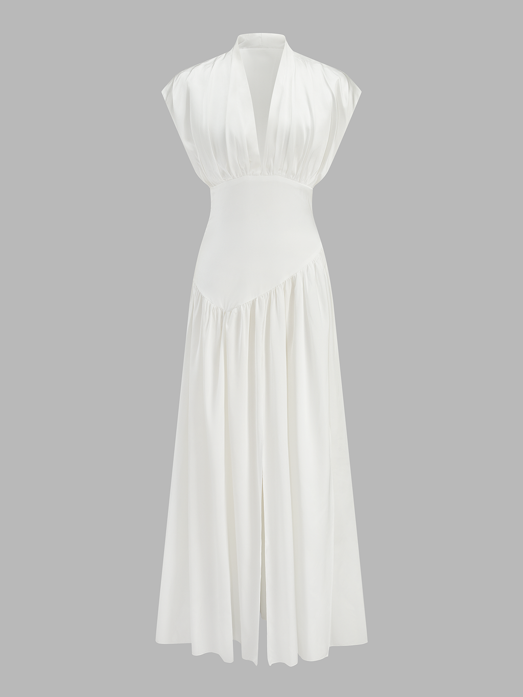 Deep V High Slit Satin Maxi Dress