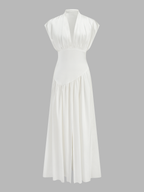 Deep V High Slit Satin Maxi Dress