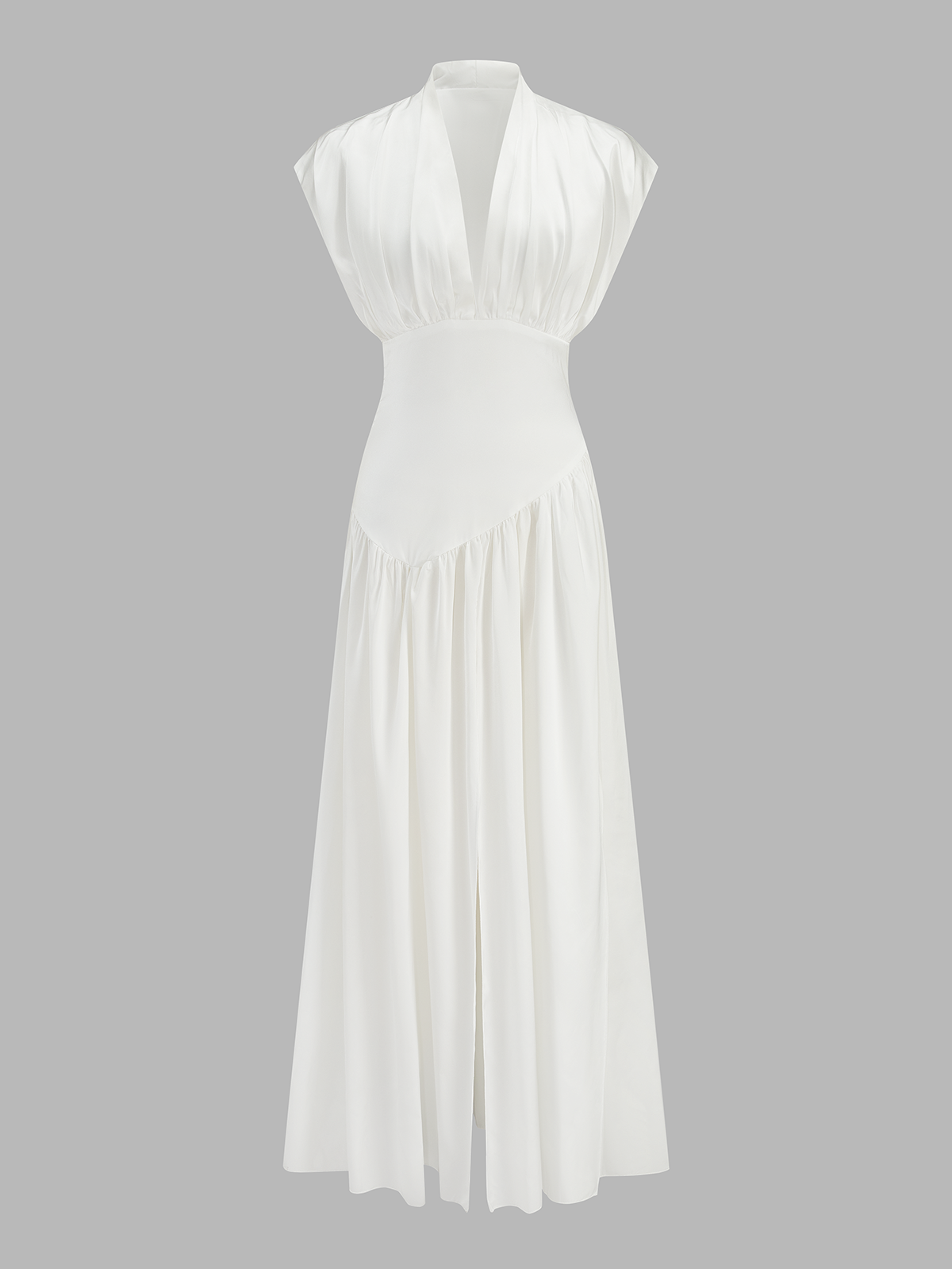 Deep V High Slit Satin Maxi Dress