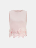Lace Hem Sleeveless Top & Shorts Set
