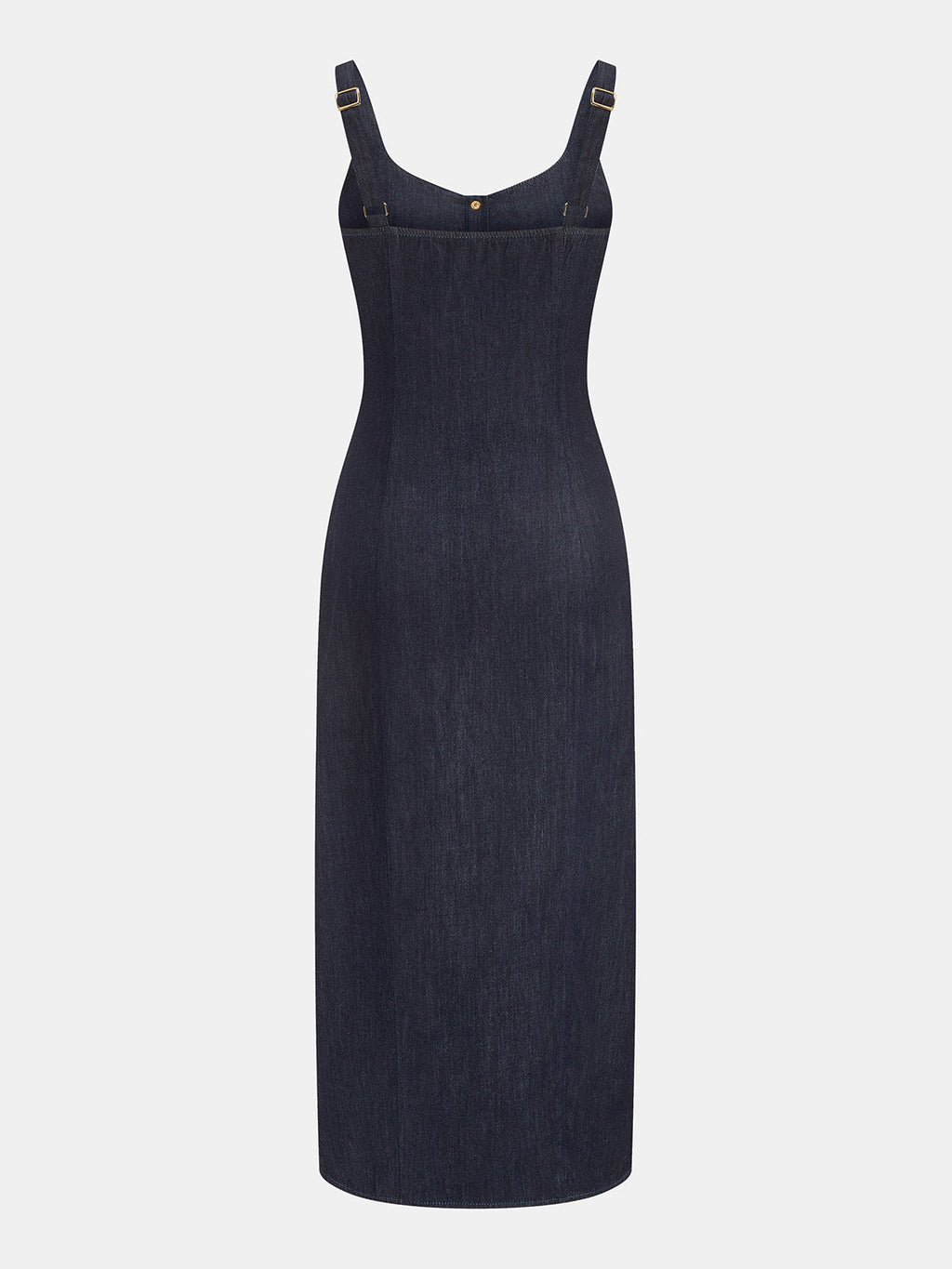 Button Front Denim Midi Dress