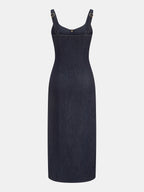 Button Front Denim Midi Dress