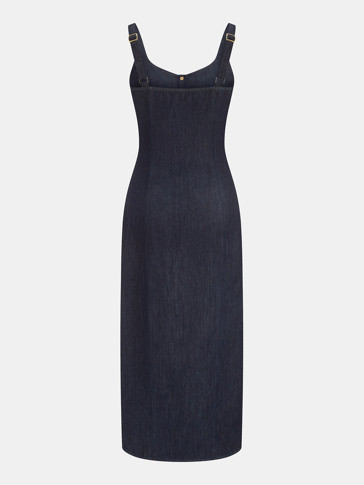 Button Front Denim Midi Dress