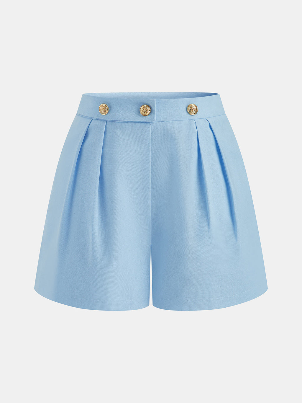 Metal Button Pleated Two Piece Shorts Set