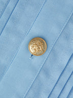 Metal Button Pleated Two Piece Shorts Set