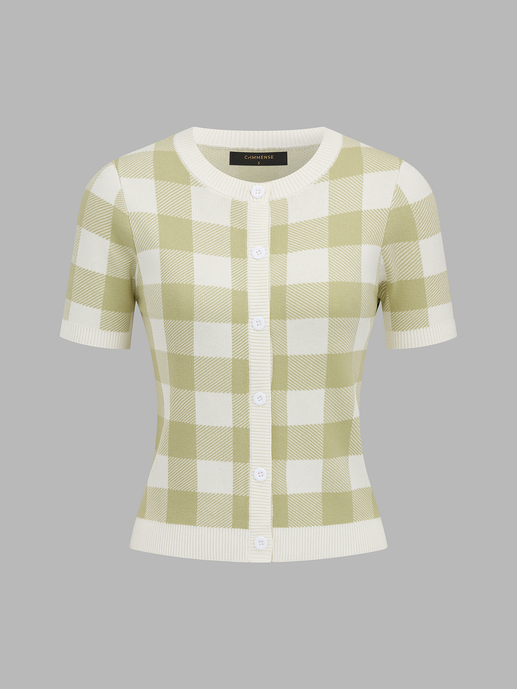 Plaid Short Sleeve Knit Cardigan
