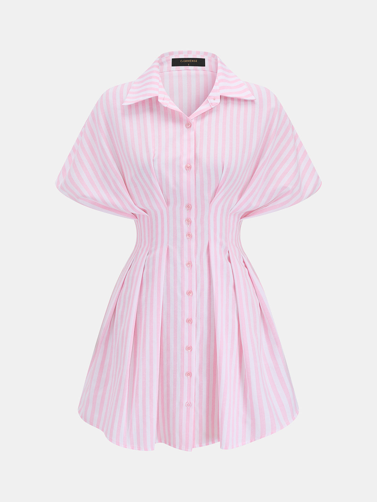 Striped Cinched Waist Shirt Dress