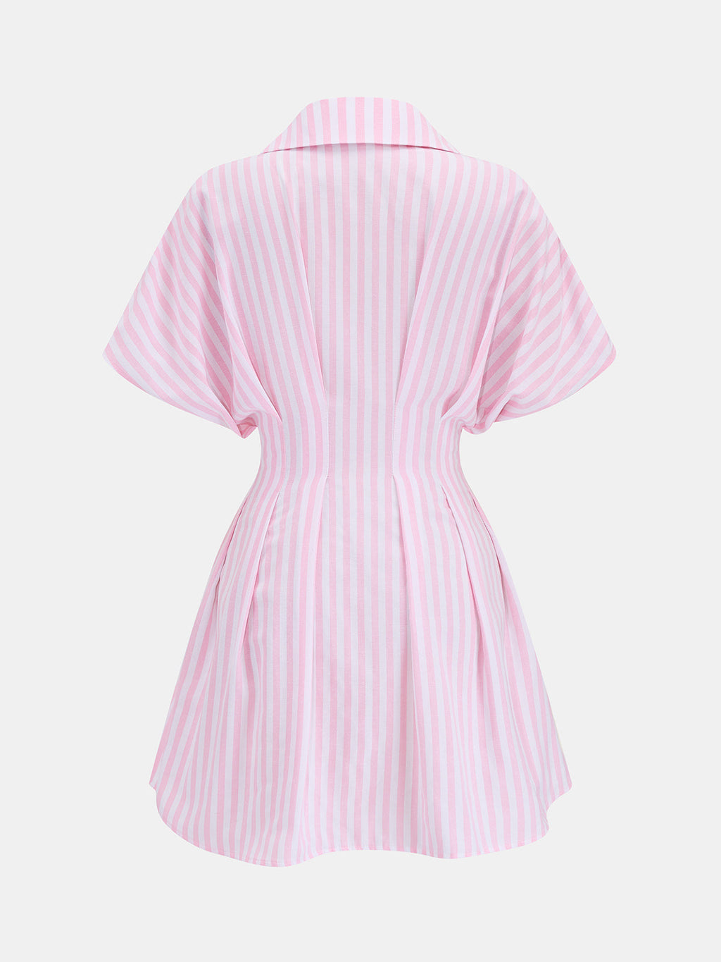 Striped Cinched Waist Shirt Dress