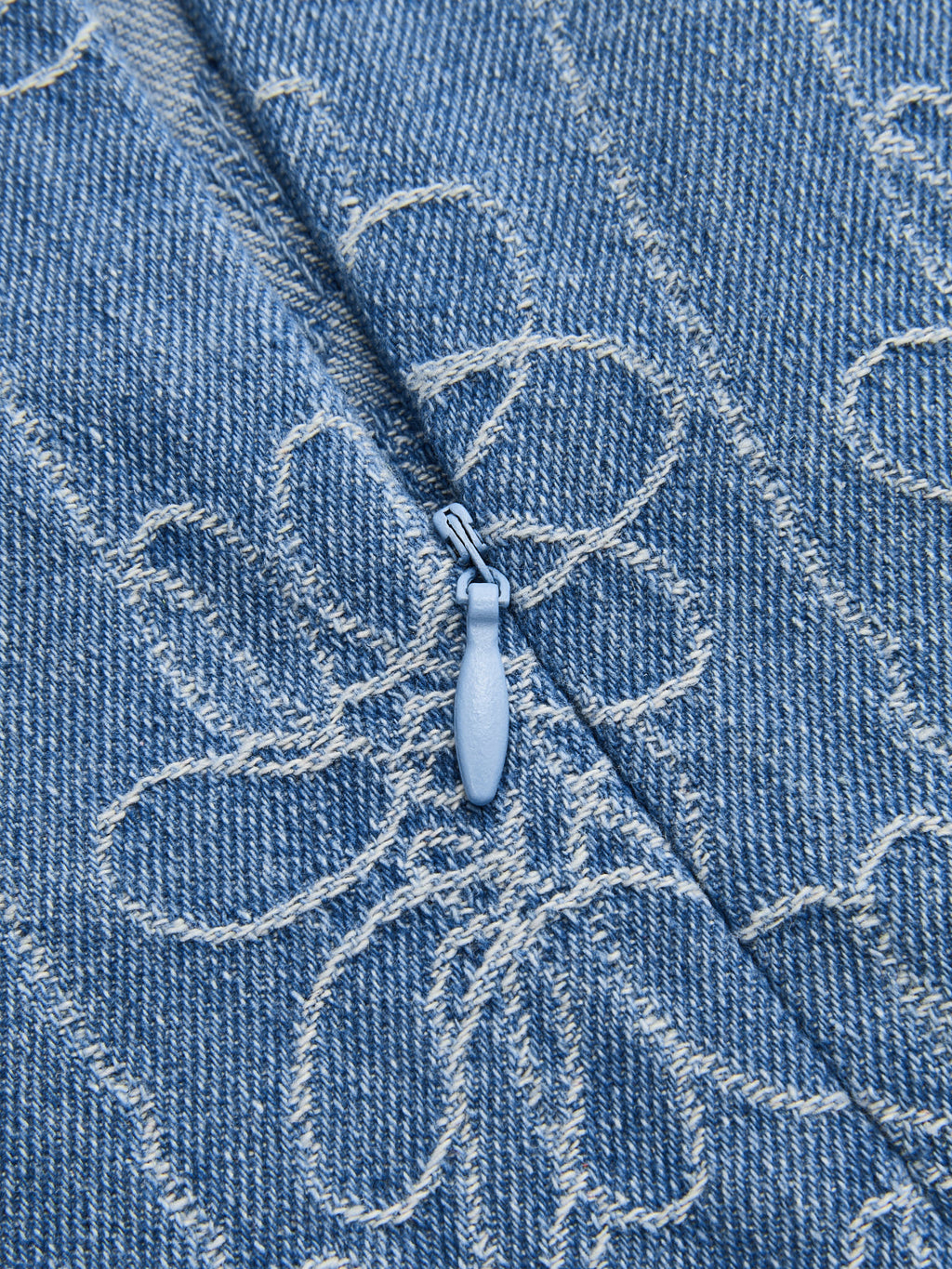 Denim Floral Jacquard Sleeveless Mini Dress