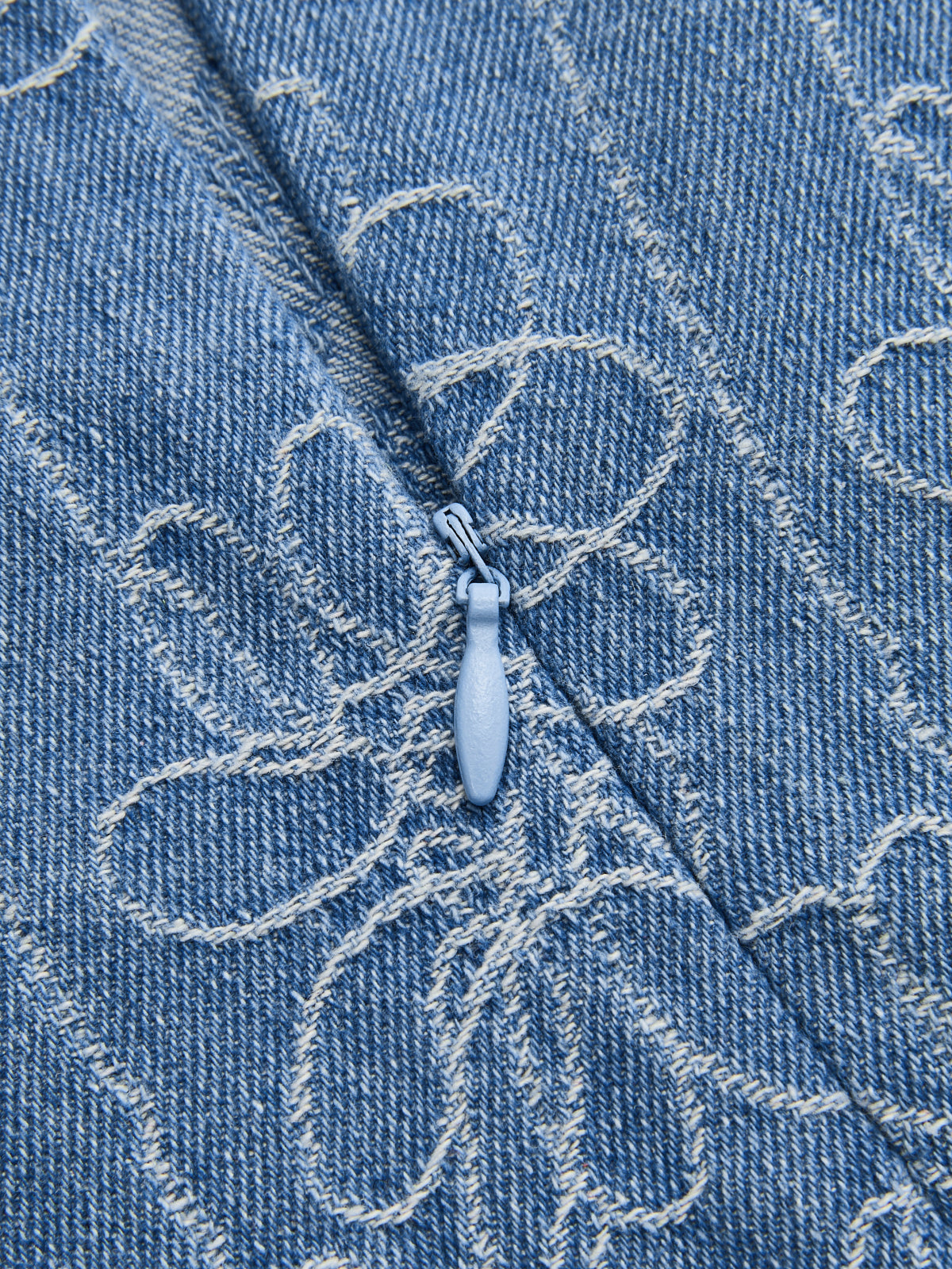 Denim Floral Jacquard Sleeveless Mini Dress
