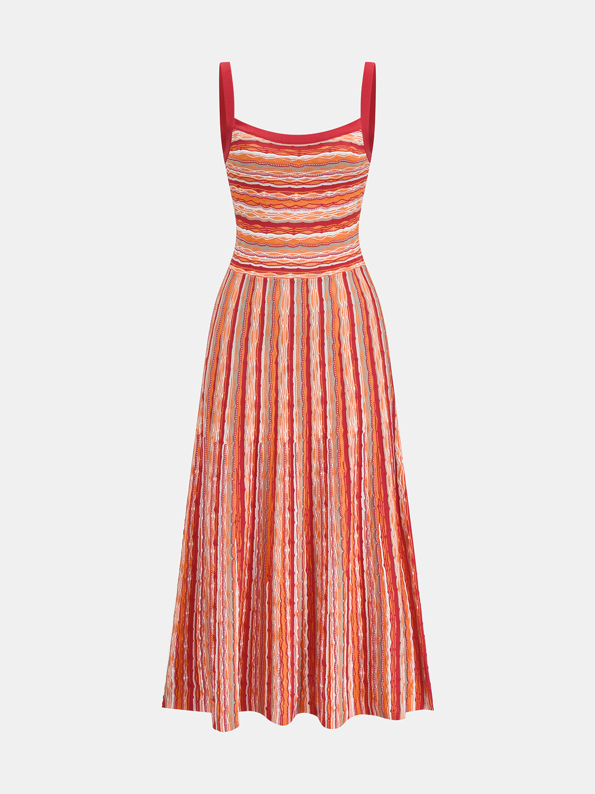 Colorful Stripe Knit Slip Midi Dress