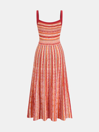 Colorful Stripe Knit Slip Midi Dress