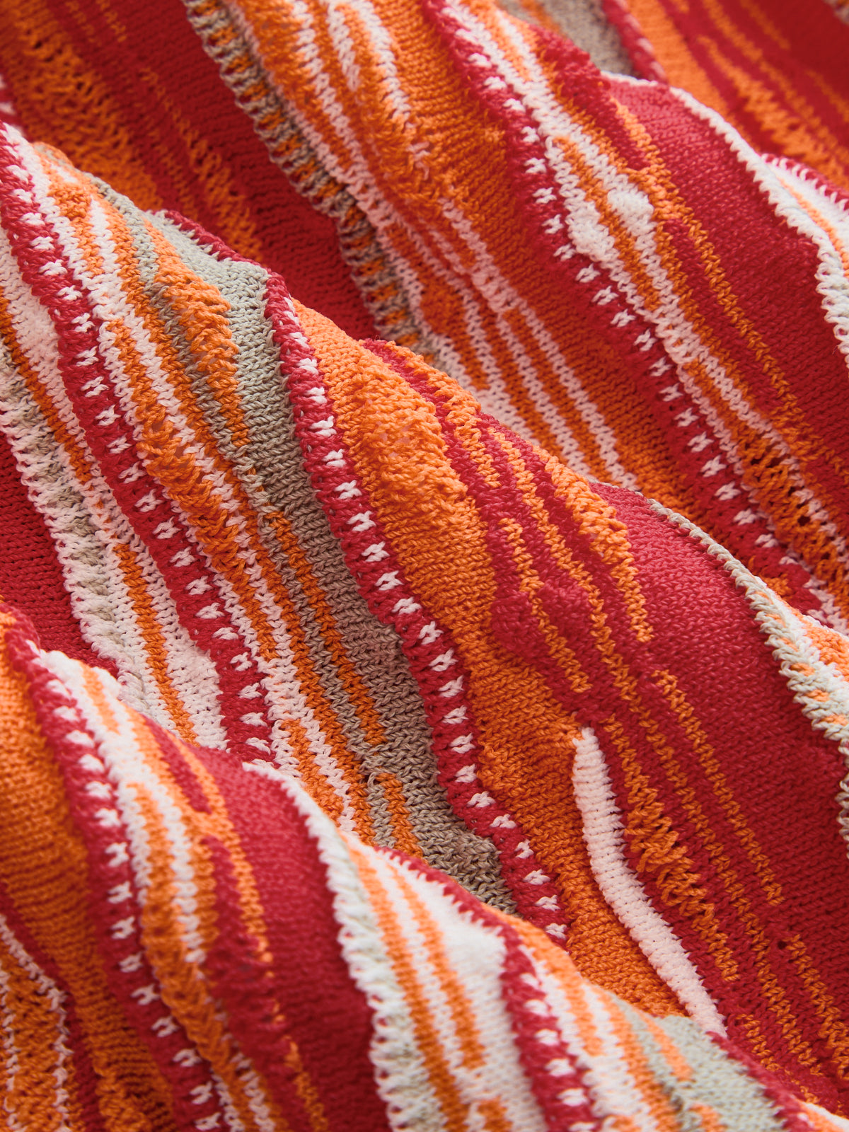 Colorful Stripe Knit Slip Midi Dress