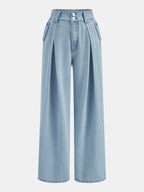 Sleeveless Crop Denim Top & Pleated Pants Set