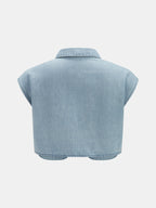 Sleeveless Crop Denim Top & Pleated Pants Set