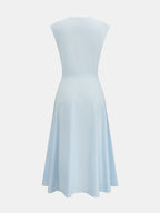 Sleeveless Tie Waist Cotton Blend Midi Dress