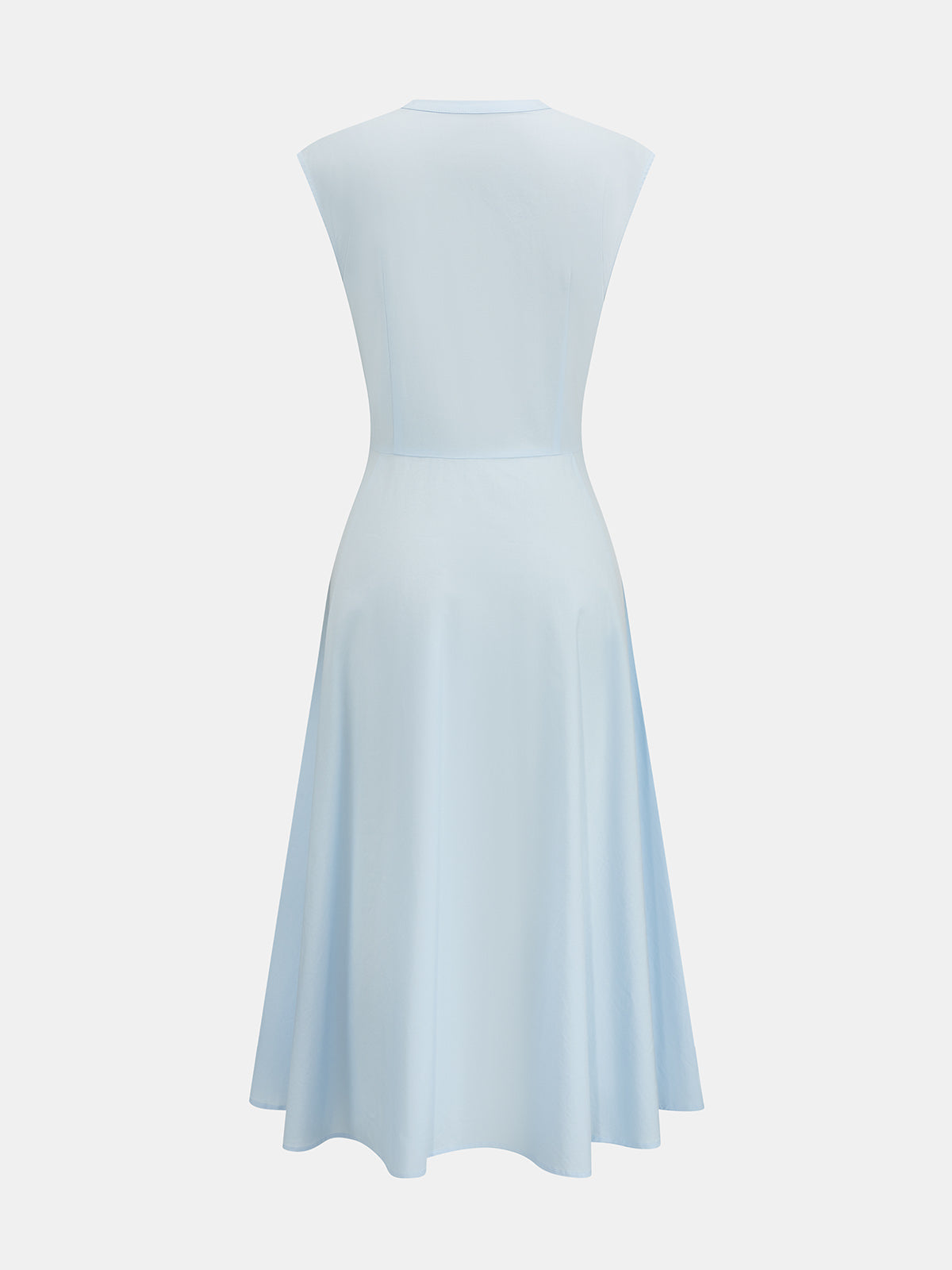 Sleeveless Tie Waist Cotton Blend Midi Dress