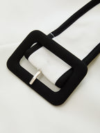 Contrast Trim Belted Pencil Midi Dress