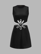 Floral Cutout Sleeveless A-Line Mini Dress