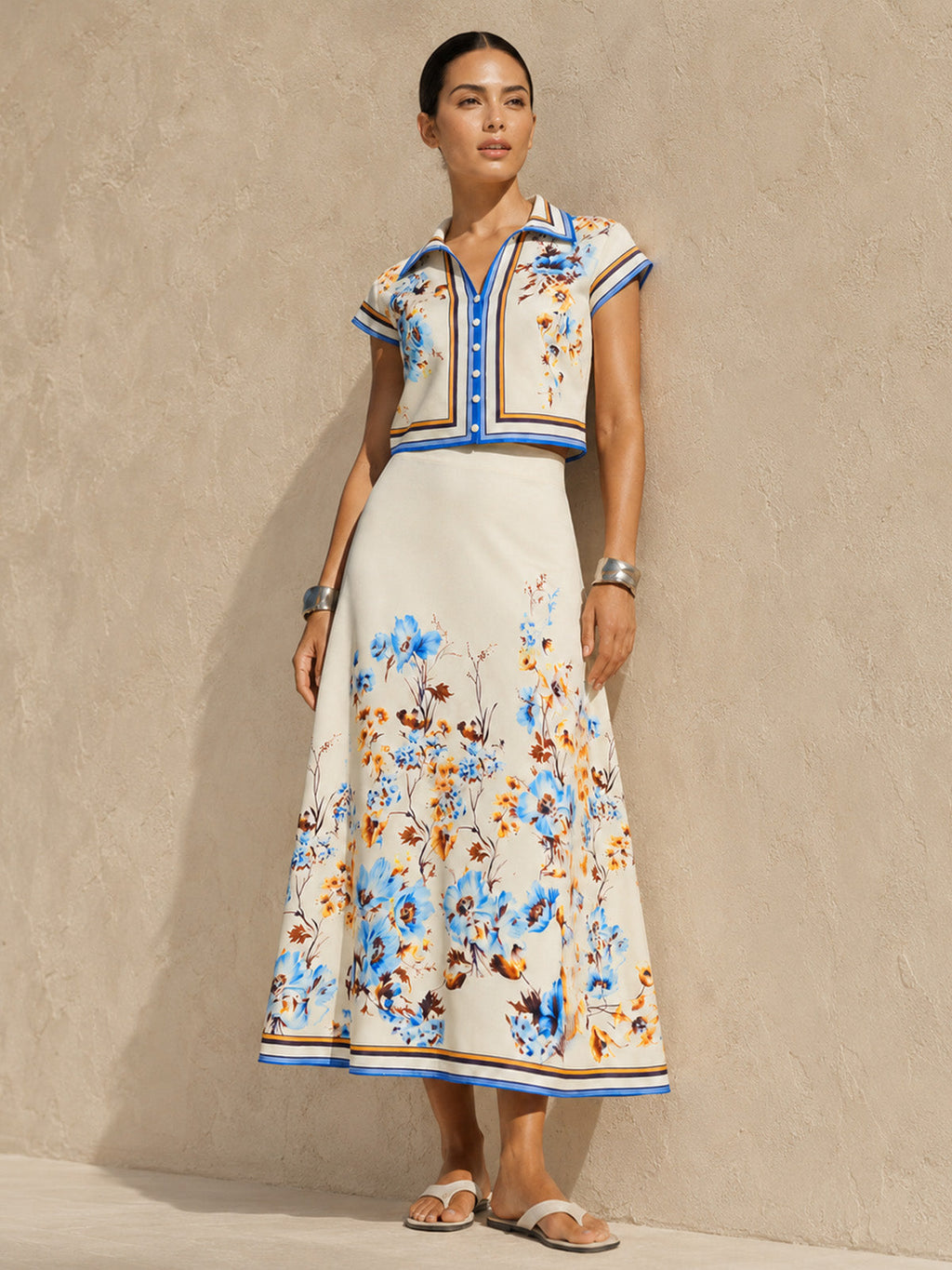 Floral Print Two Piece Skirt Set