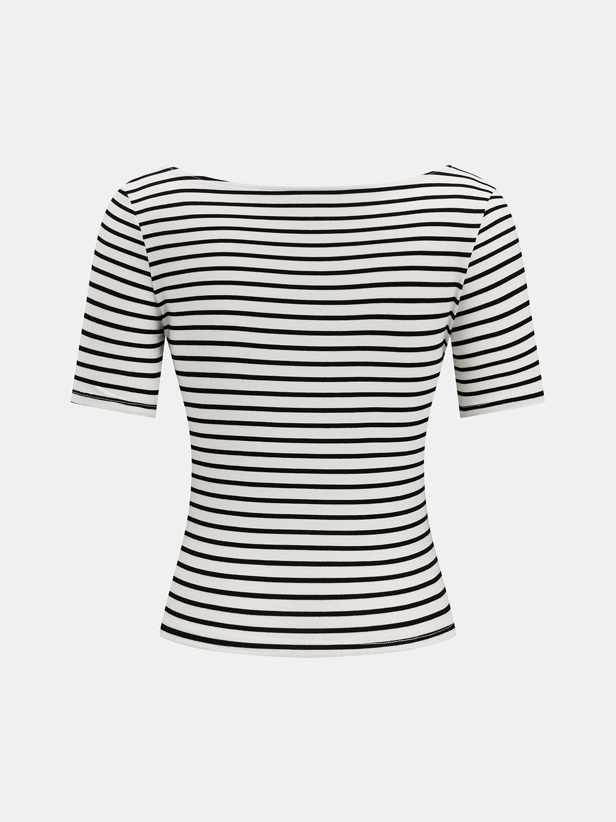 Striped Tie-Front V-Neck Slim Top