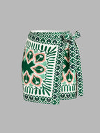 Tribal Print Wrap Tie Mini Skirt