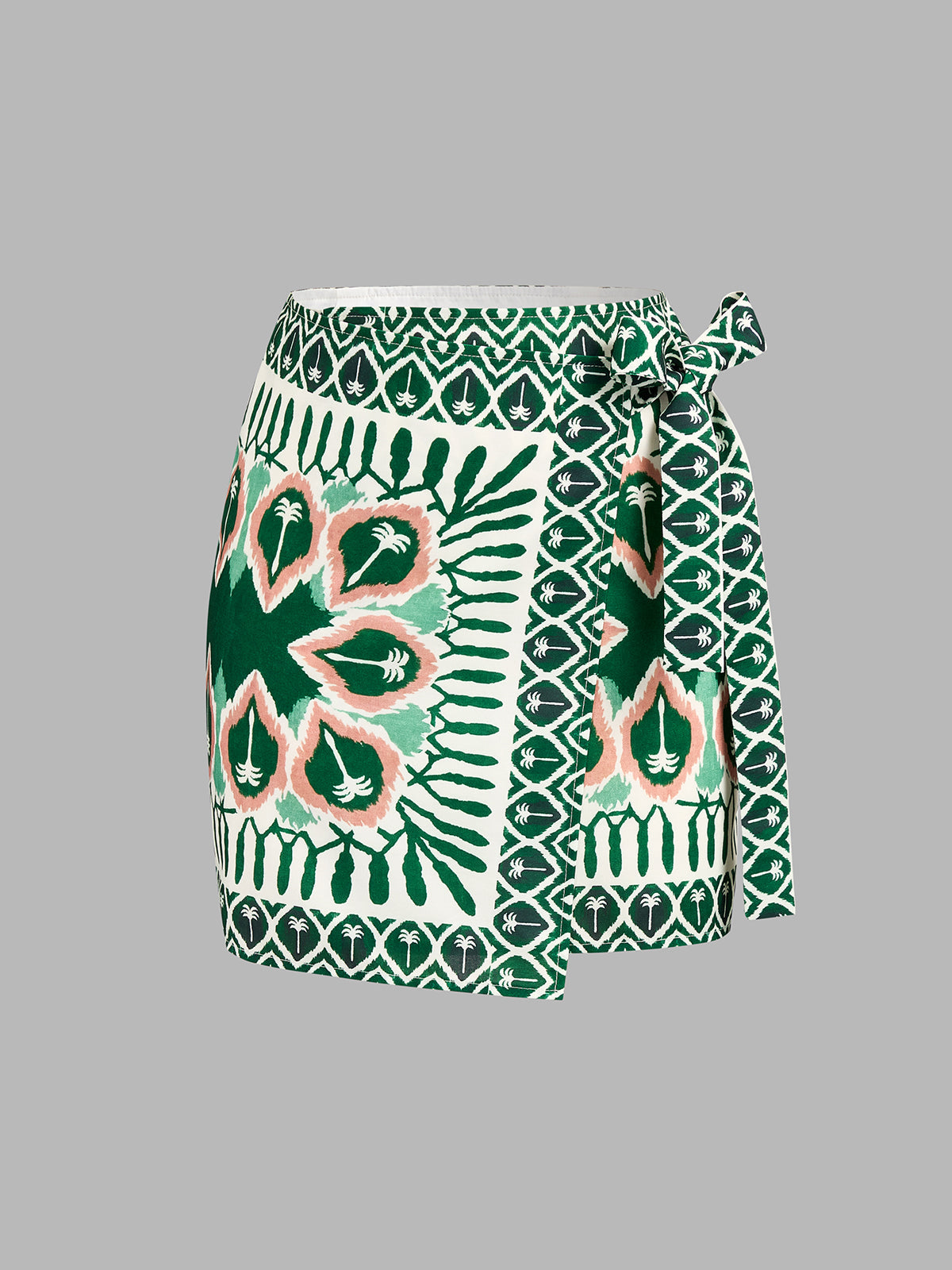 Tribal Print Wrap Tie Mini Skirt