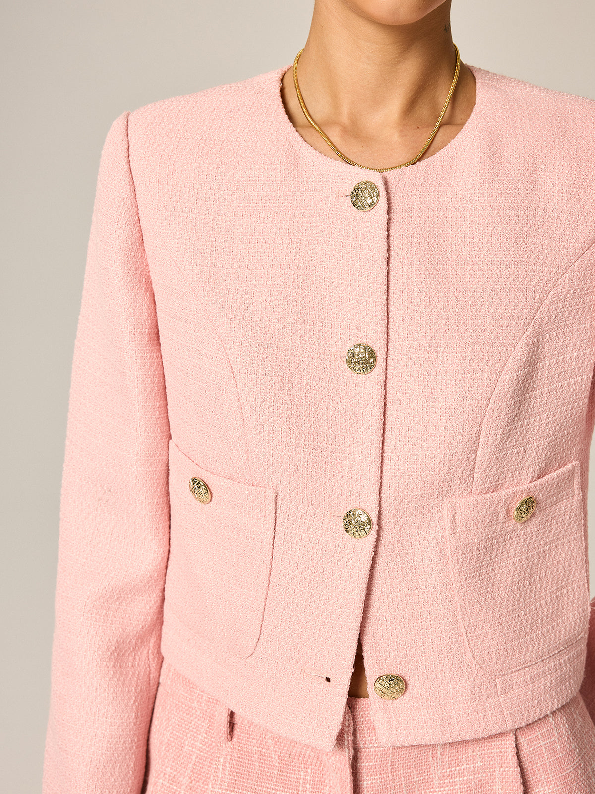Tweed Metal Button Blazer