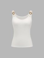Resin Ring Strap Ribbed Slim Tank Top