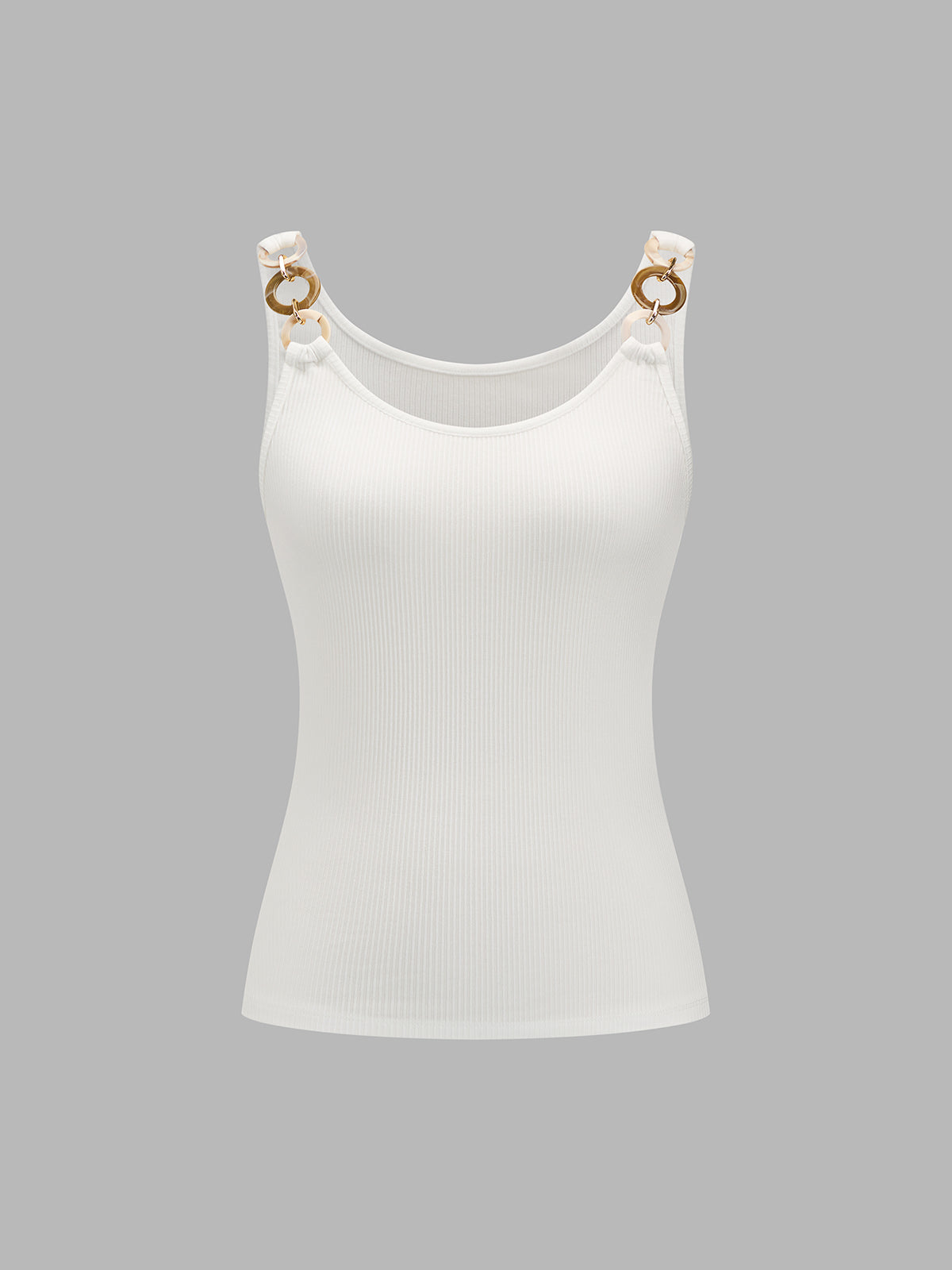 Resin Ring Strap Ribbed Slim Tank Top