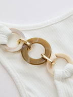 Resin Ring Strap Ribbed Slim Tank Top