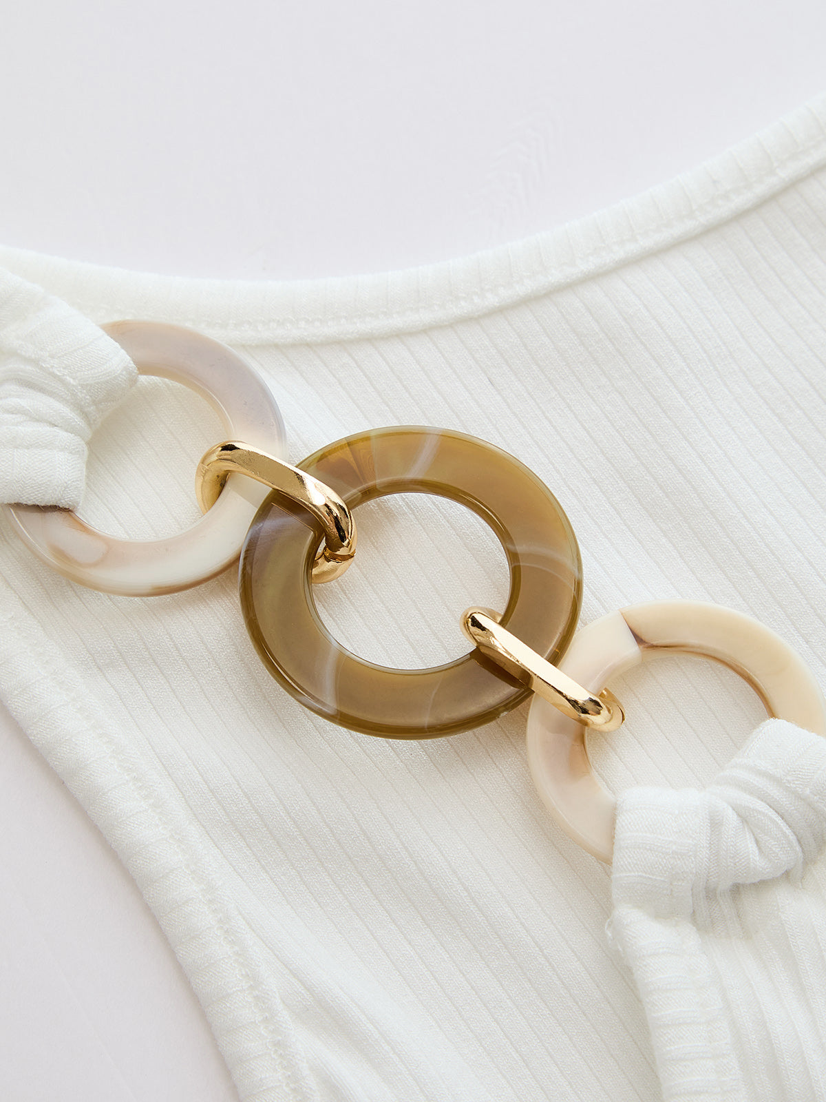 Resin Ring Strap Ribbed Slim Tank Top