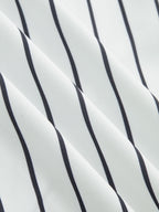 Double Belt Pinstripe Slit Midi Skirt