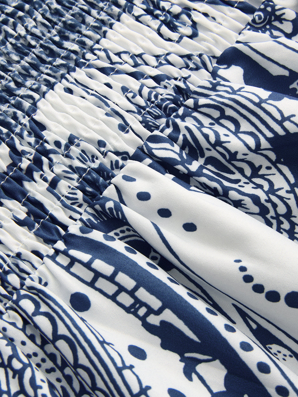 Smocked Waist Paisley Print Maxi Skirt