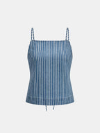 Striped Denim Tie Back Cami Top & Short Set