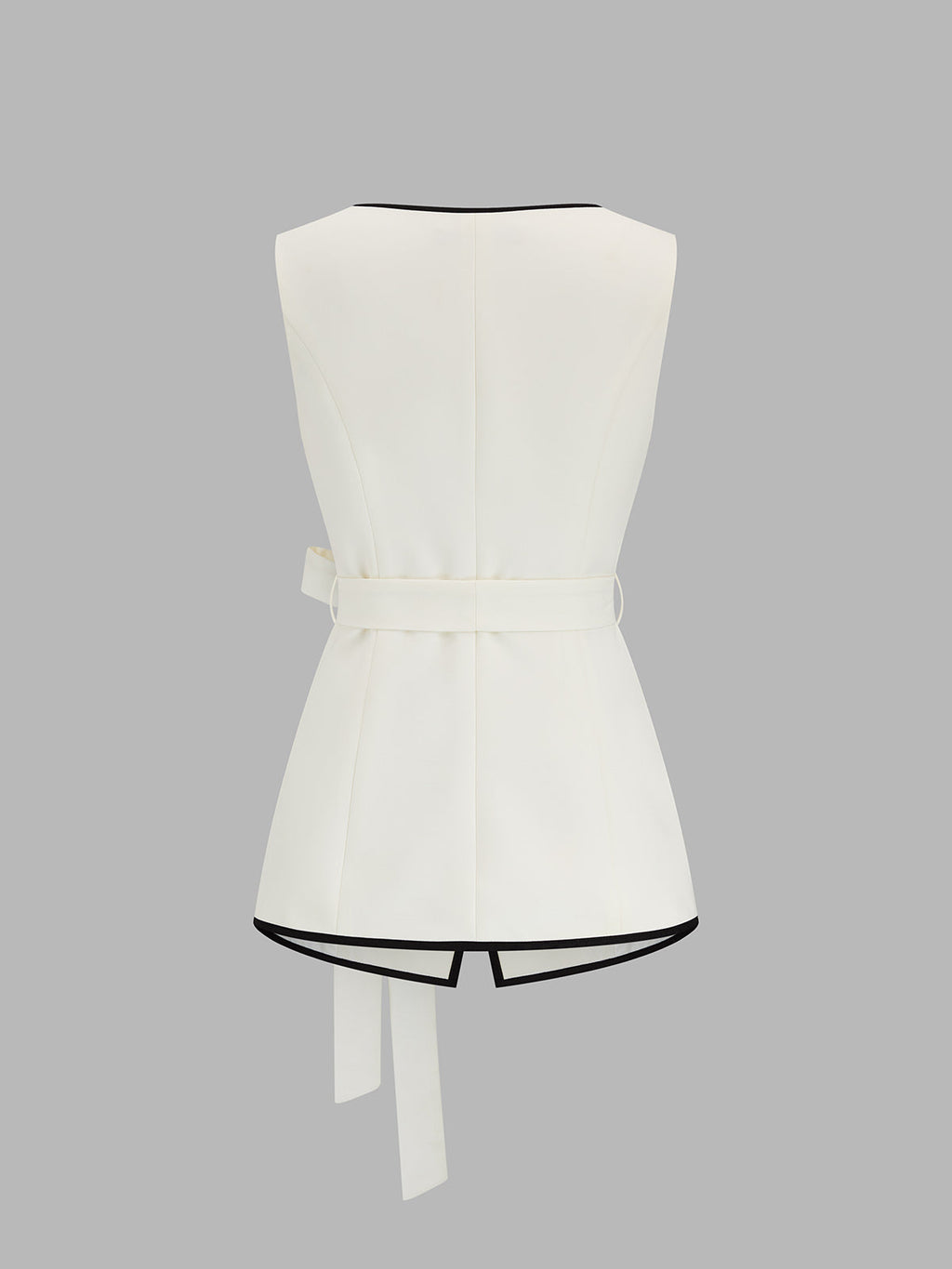 Square Neck Belted Contrast Trim Vest