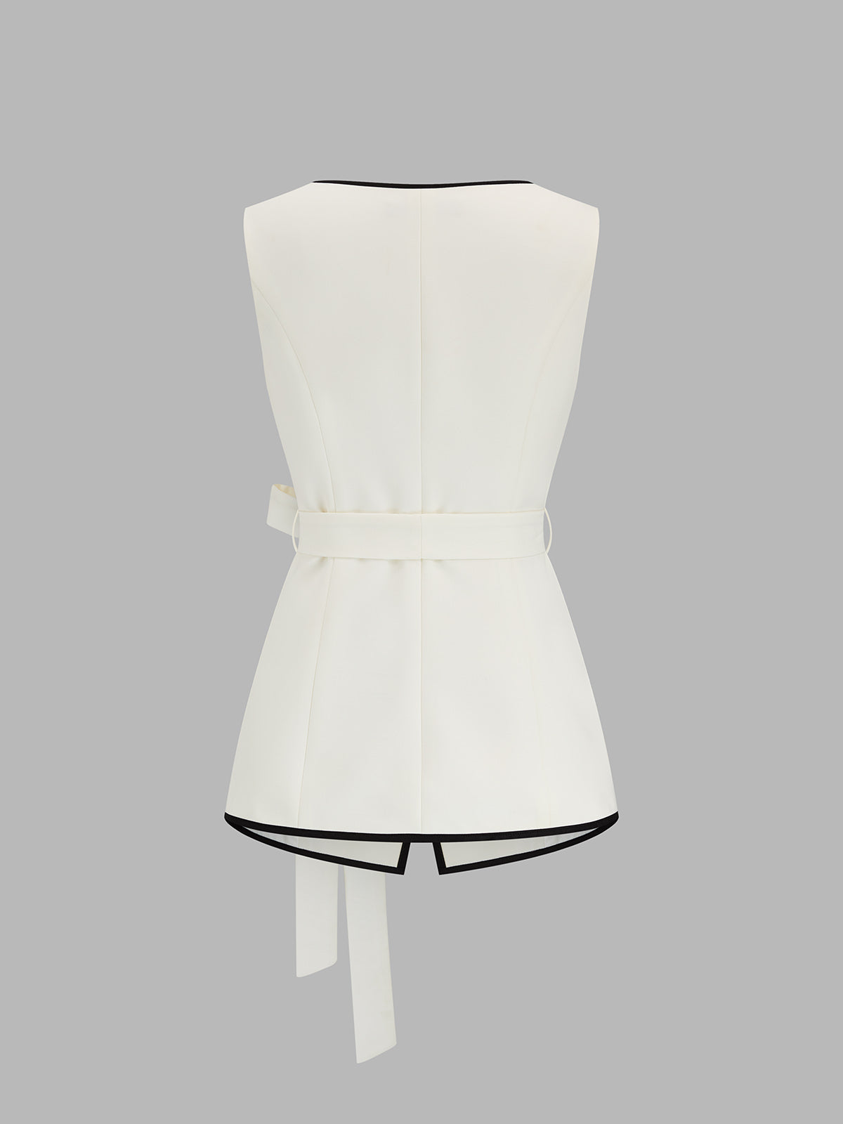 Square Neck Belted Contrast Trim Vest