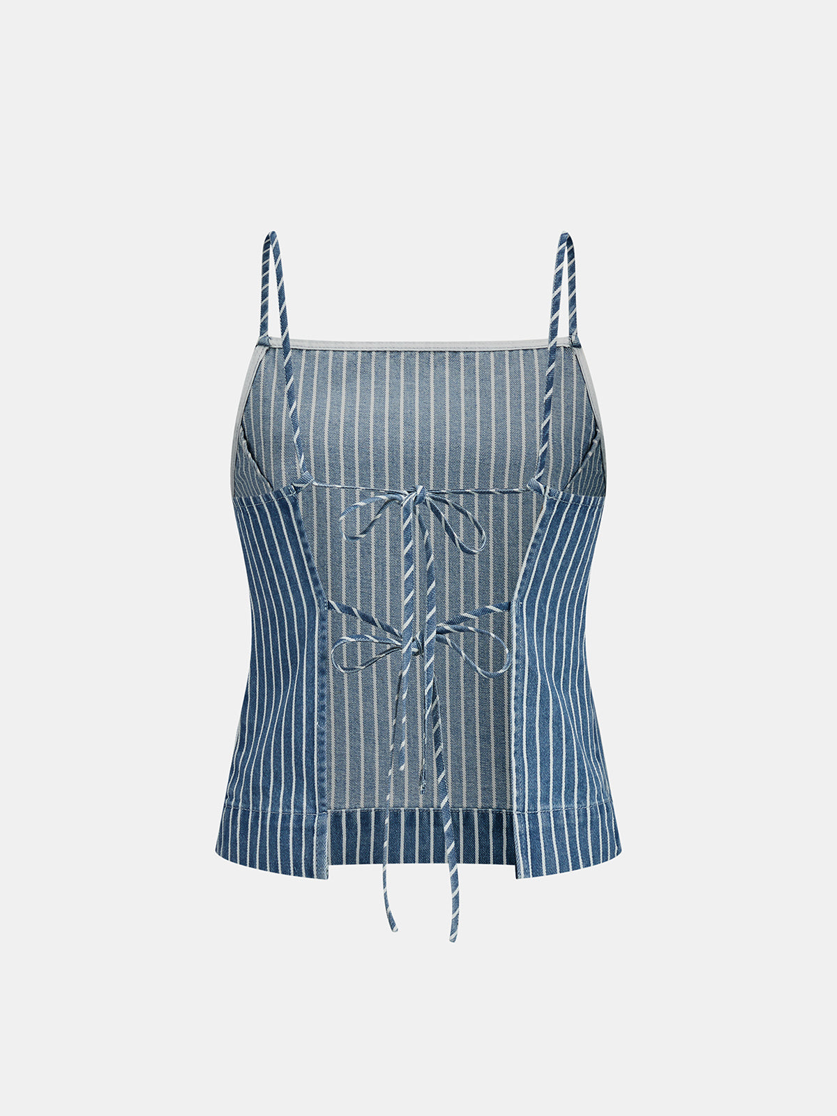 Striped Denim Tie Back Cami Top & Short Set